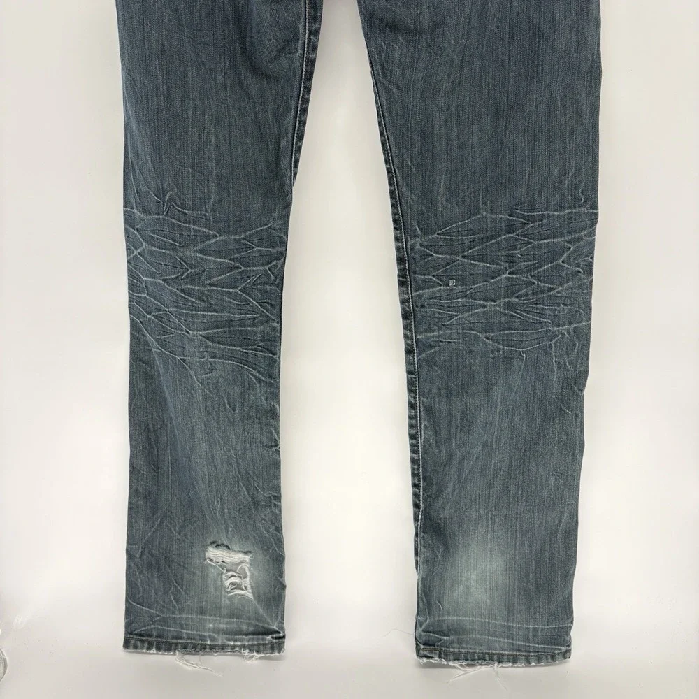 Vintage Levi's 501 Straight Jeans Button Fly Distressed Whisker Y2K Men 32X34